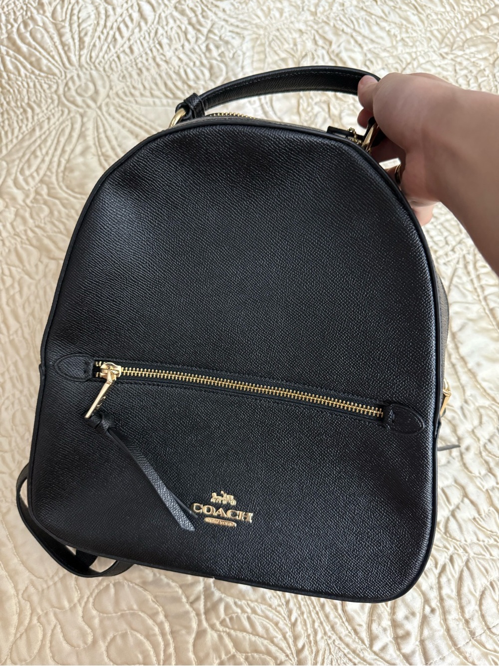 Coach Black Leather Mini Backpack with Gold Hardware